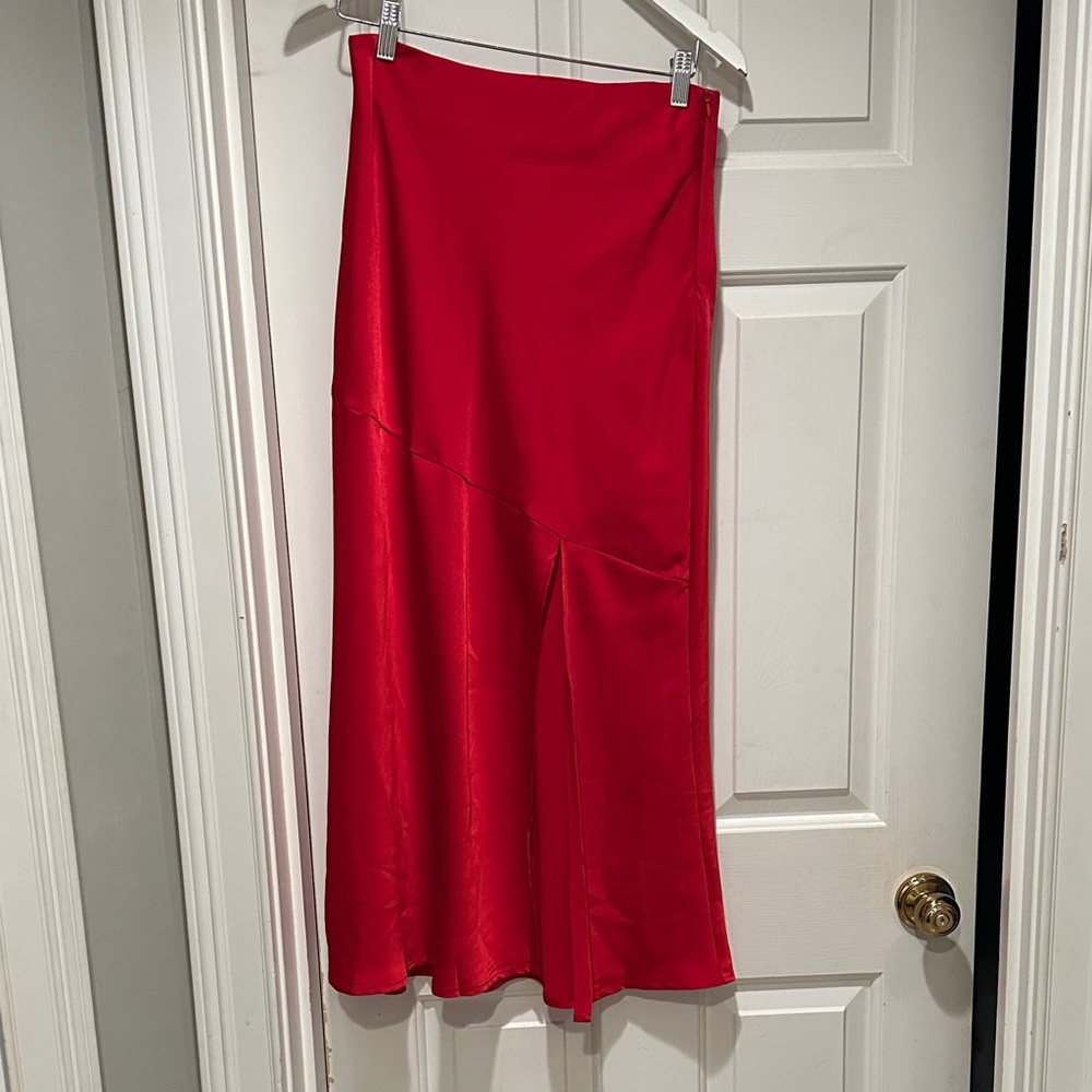Pink Lily small Elegant Red satin Women's Skirt. Like new